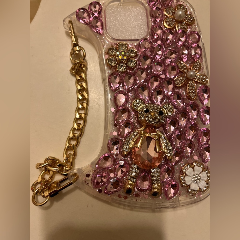 iPhone 13 Full Pink Diamond Rhinestones Bag Style Phone Case NWT - Picture 5 of 7